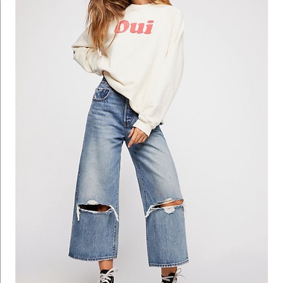 high water wide leg levis